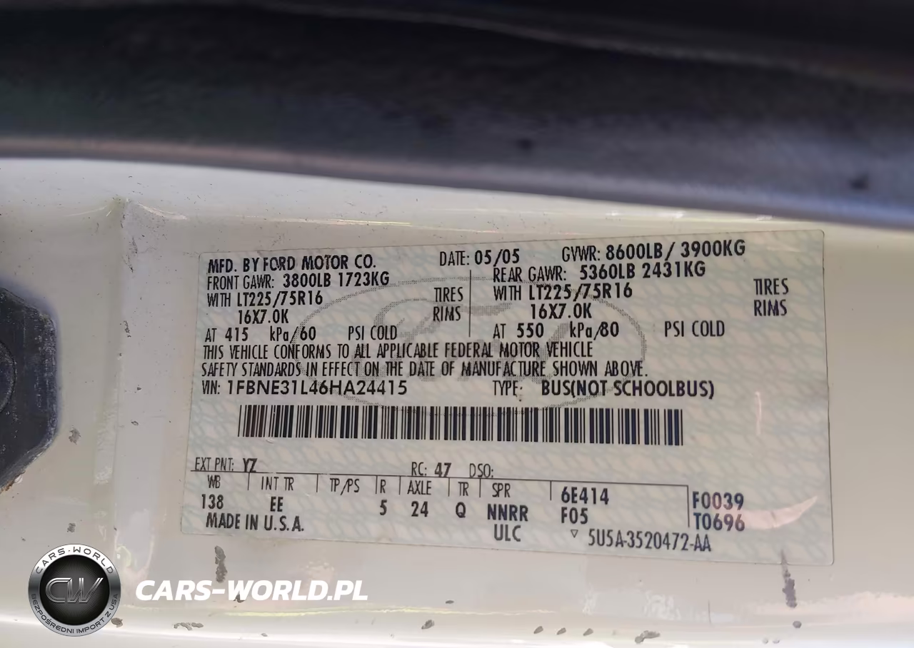 2006 Ford E-350 Super Duty Chateau-Xl-Xlt VIN:1FBNE31L46HA24415 - 9