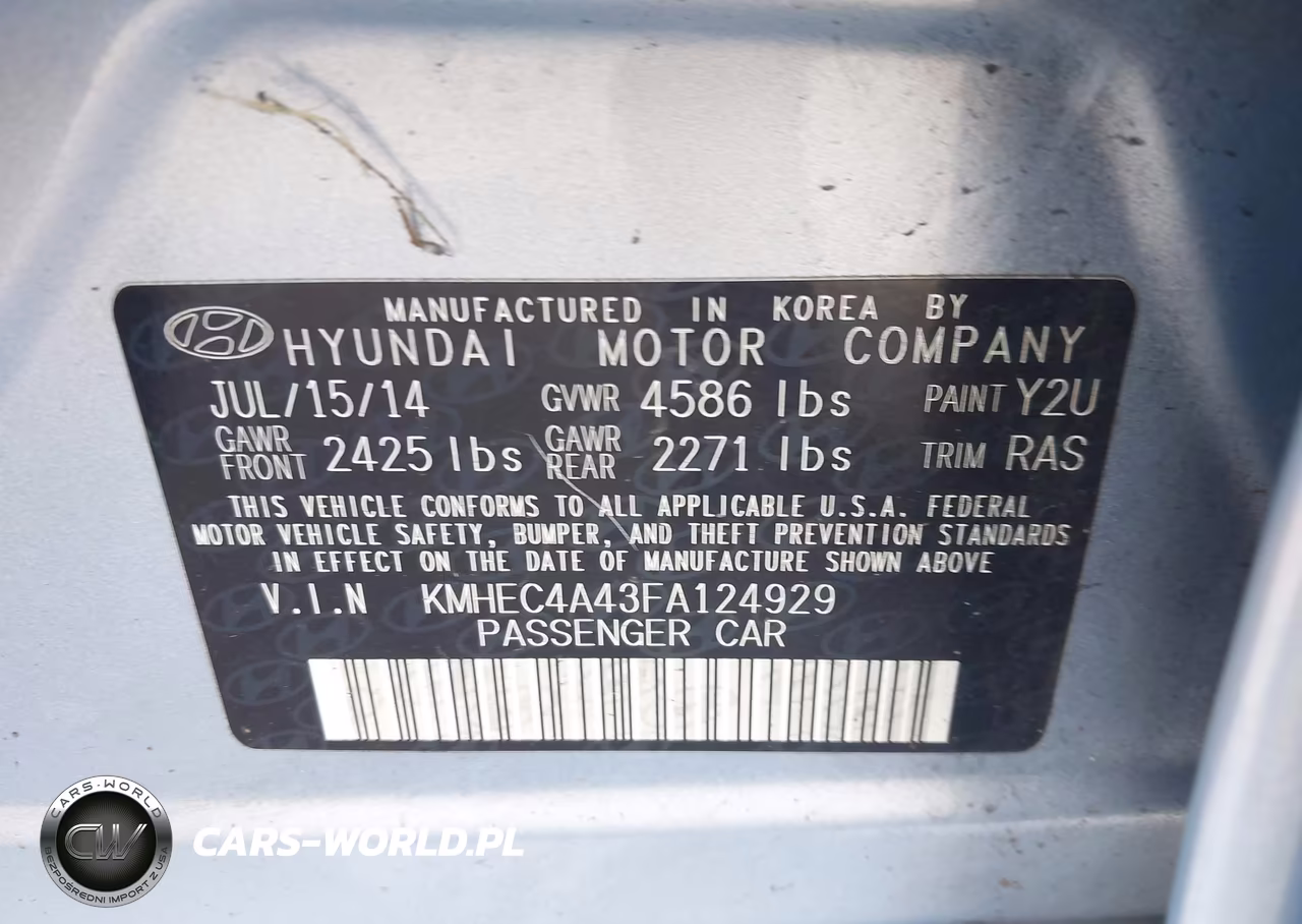 2015 Hyundai Sonata Hybrid VIN:KMHEC4A43FA124929 - 9