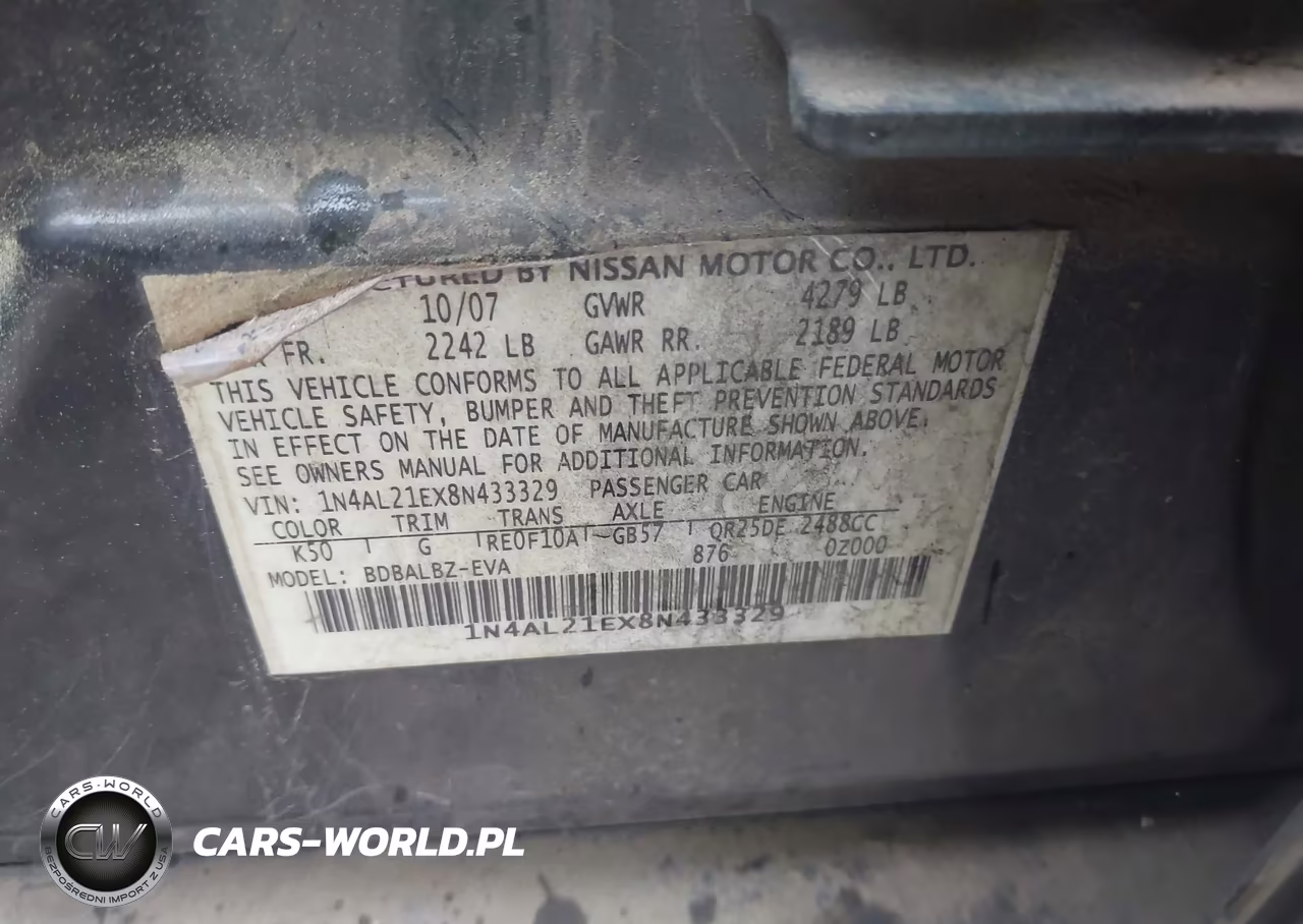 2008 Nissan Altima 2.5 Sl VIN:1N4AL21EX8N433329 - 9