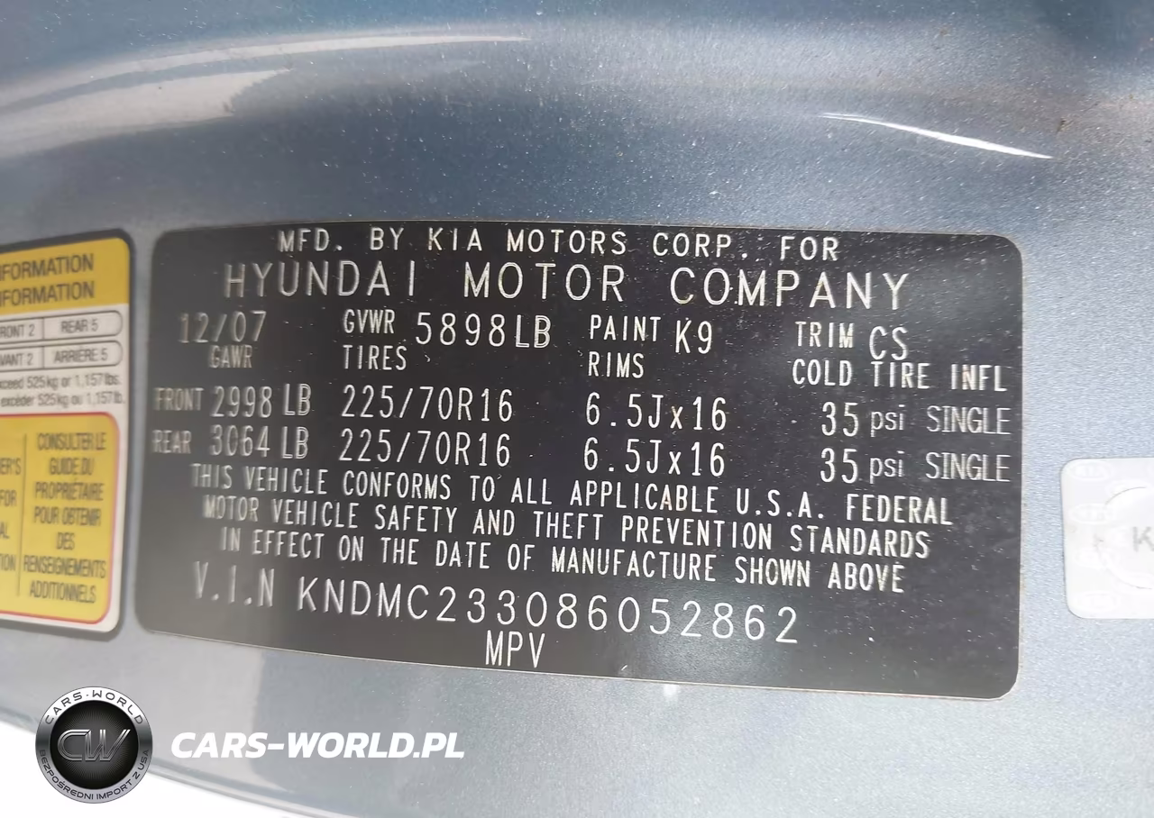 2008 Hyundai Entourage Gls-Limited VIN:KNDMC233086052862 - 9