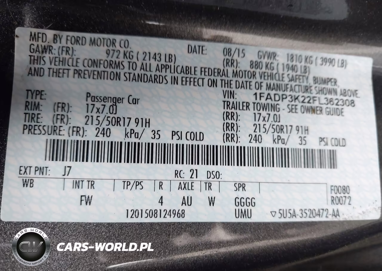 2015 Ford Focus Se VIN:1FADP3K22FL362308 - 9