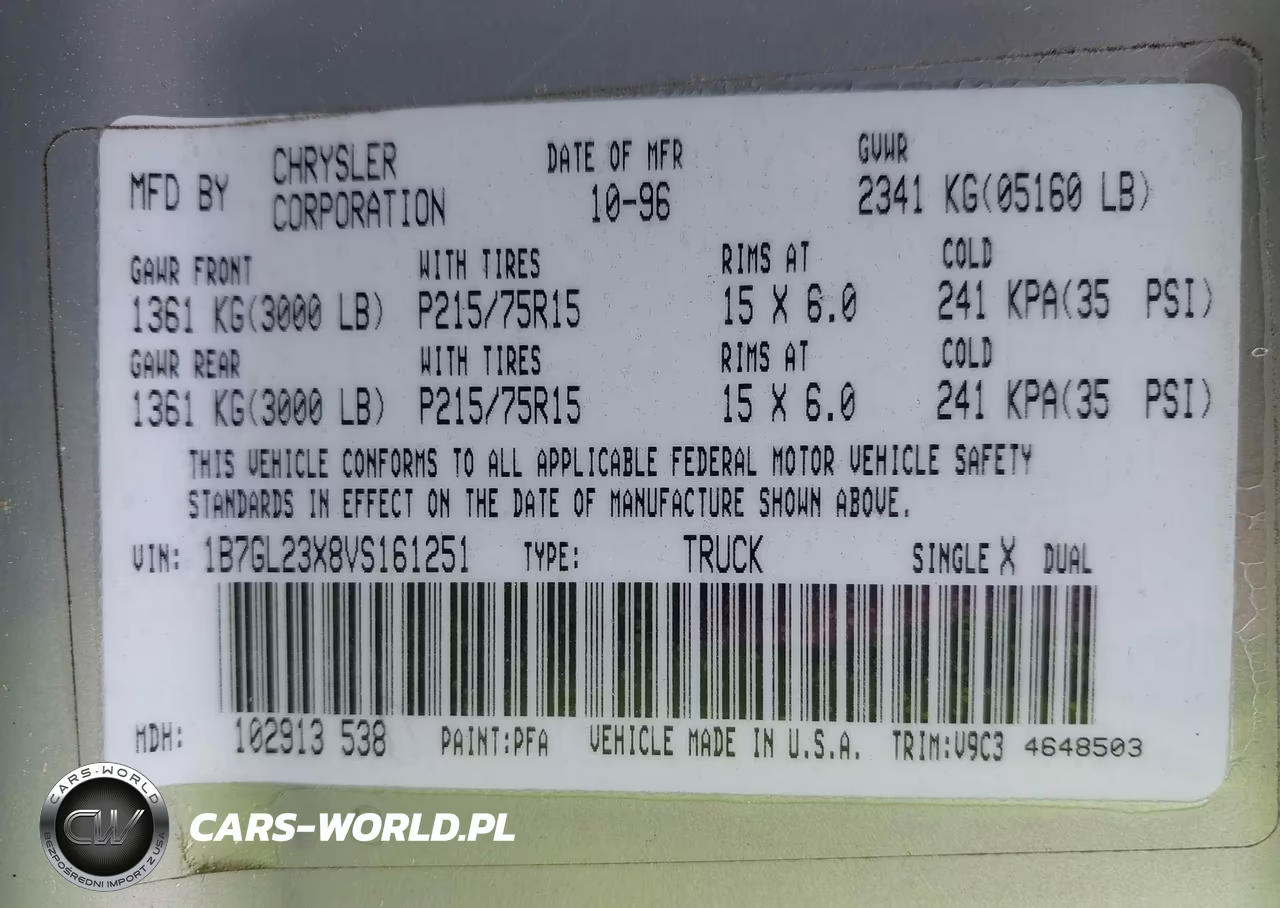 1997 Dodge Dakota Slt-Sport VIN:1B7GL23X8VS161251 - 9