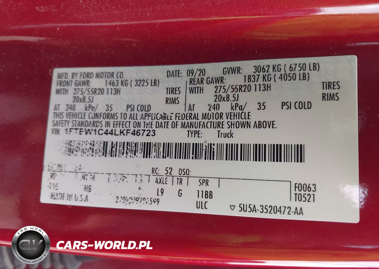 2020 Ford F-150 Lariat VIN:1FTEW1C44LKF46723 - 9