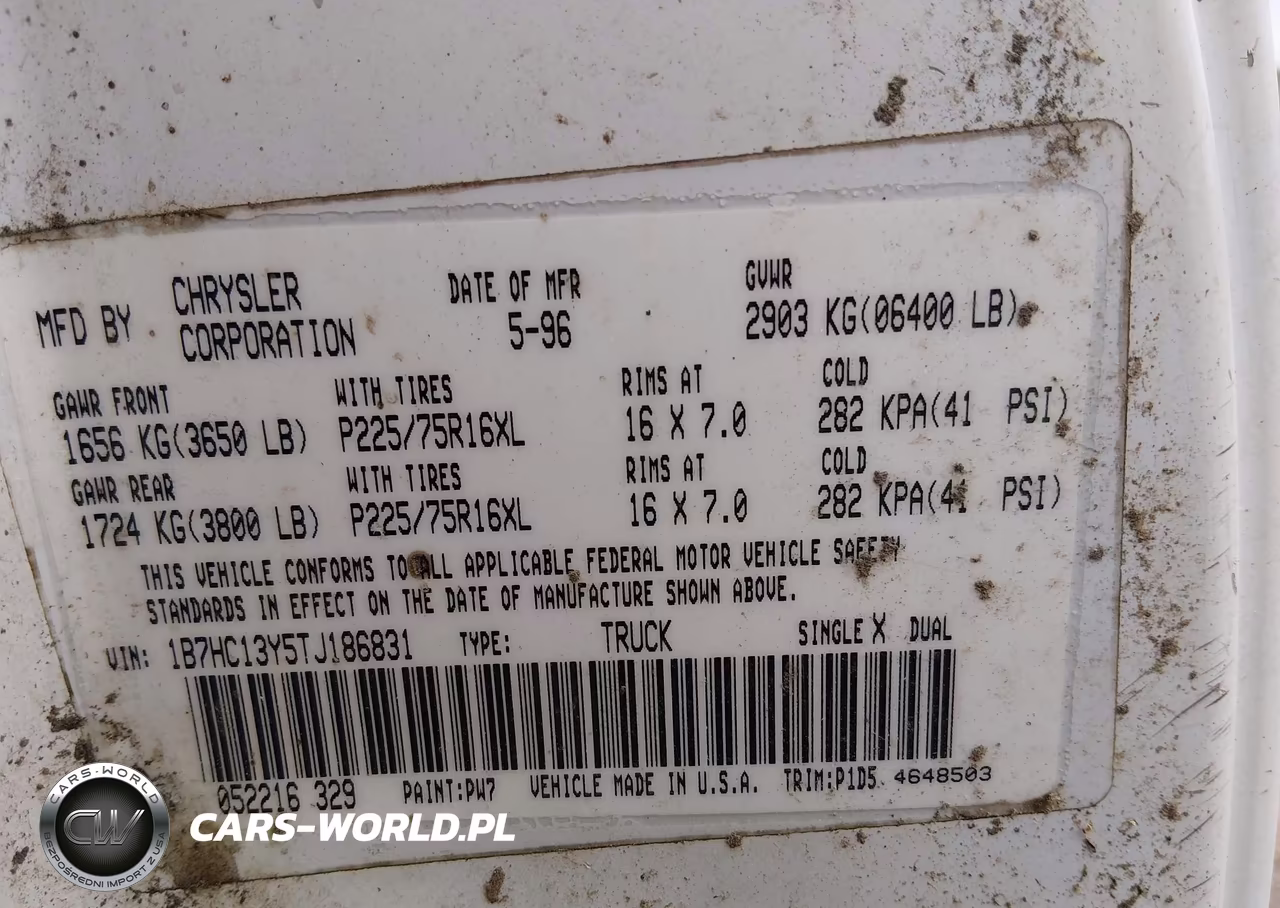 1996 Dodge Ram 1500 VIN:1B7HC13Y5TJ186831 - 9