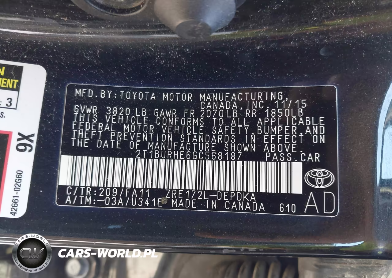 2016 Toyota Corolla L VIN:2T1BURHE6GC568187 - 9