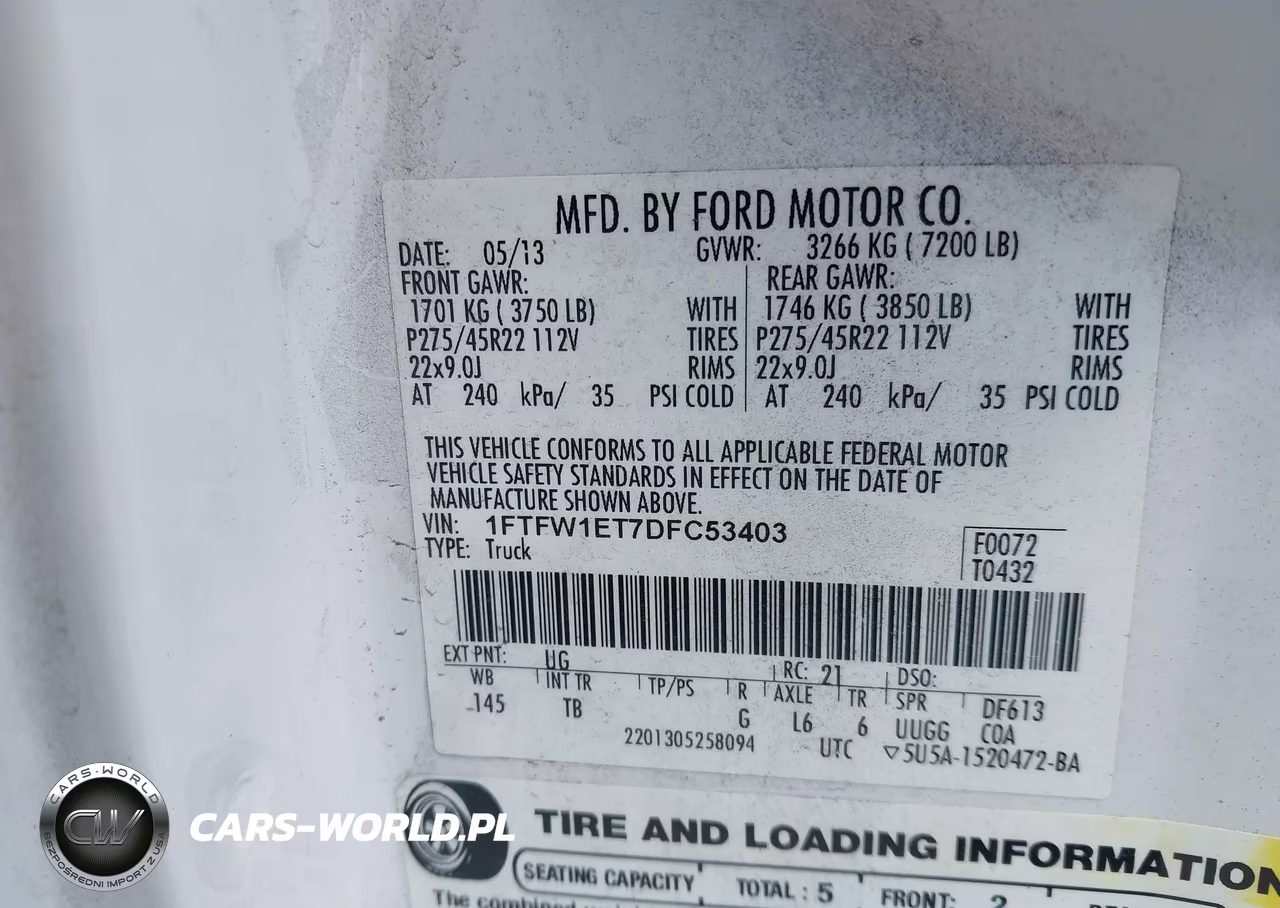 2013 Ford F-150 Limited VIN:1FTFW1ET7DFC53403 - 9