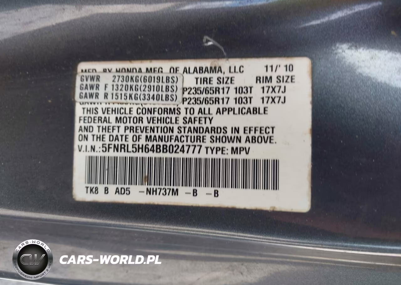 2011 Honda Odyssey Ex-L VIN:5FNRL5H64BB024777 - 9
