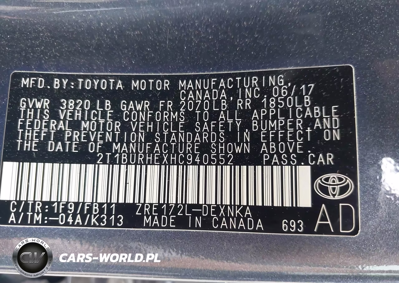 2017 Toyota Corolla Le VIN:2T1BURHEXHC940552 - 9