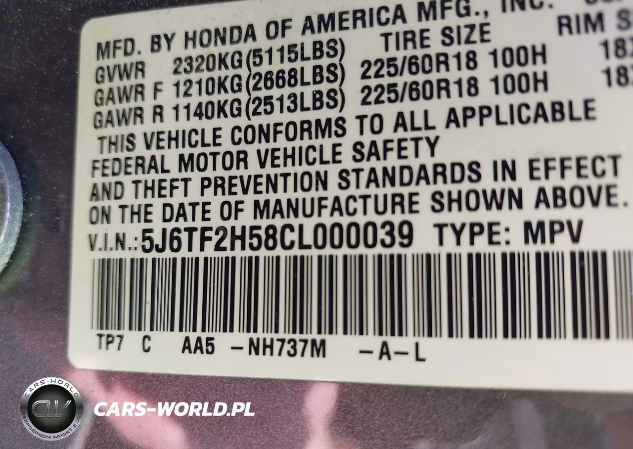 2012 Honda Crosstour Ex-L VIN:5J6TF2H58CL000039 - 9