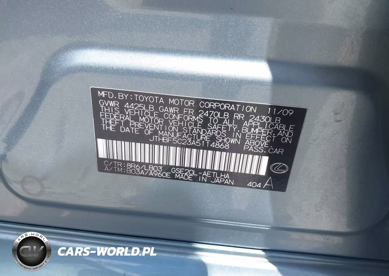 2010 Lexus Is 250 VIN:JTHBF5C23A5114868 - 9