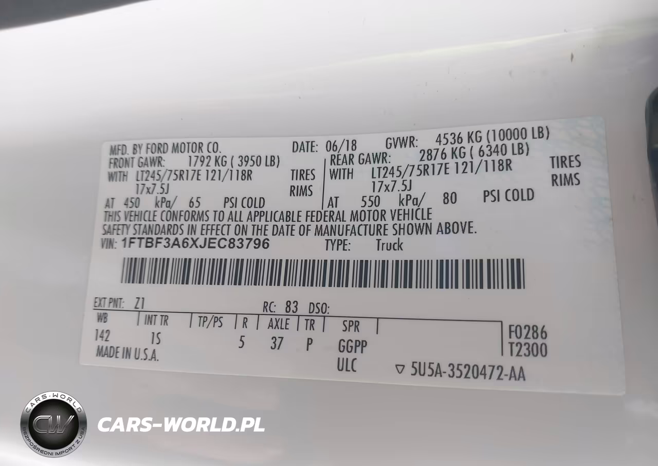 2018 Ford F-350 Xl-Xlt VIN:1FTBF3A6XJEC83796 - 9