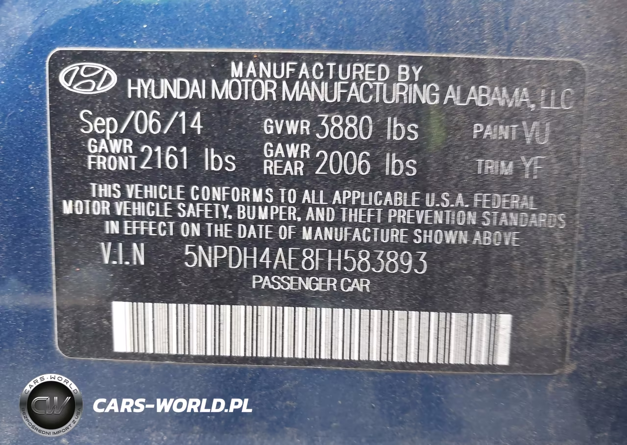 2015 Hyundai Elantra Se VIN:5NPDH4AE8FH583893 - 9