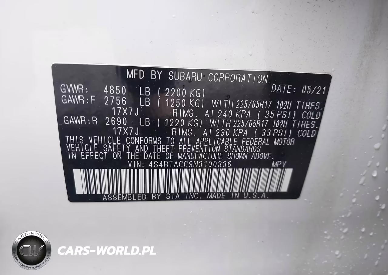 2022 Subaru Outback Premium VIN:4S4BTACC9N3100336 - 9