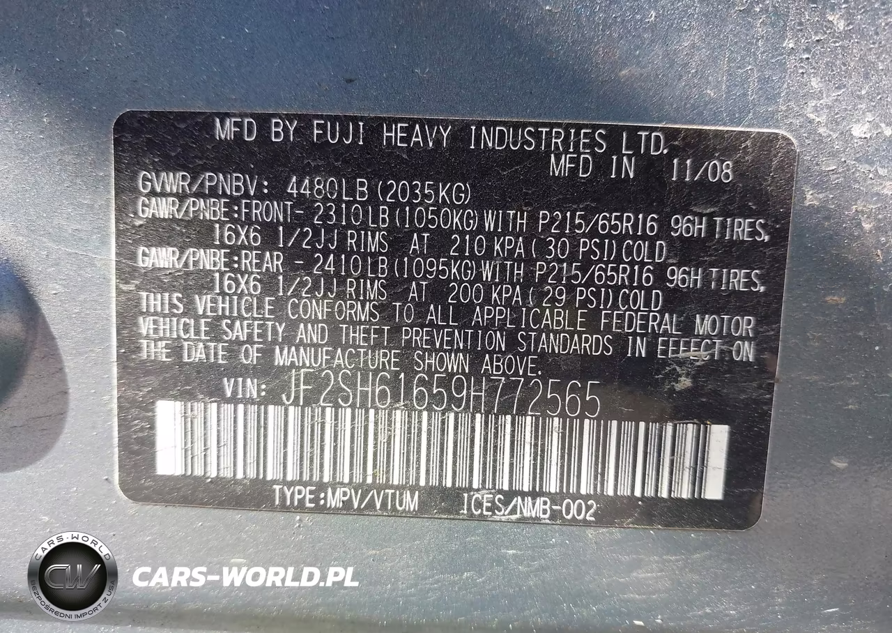 2009 Subaru Forester 2.5X VIN:JF2SH61659H772565 - 9
