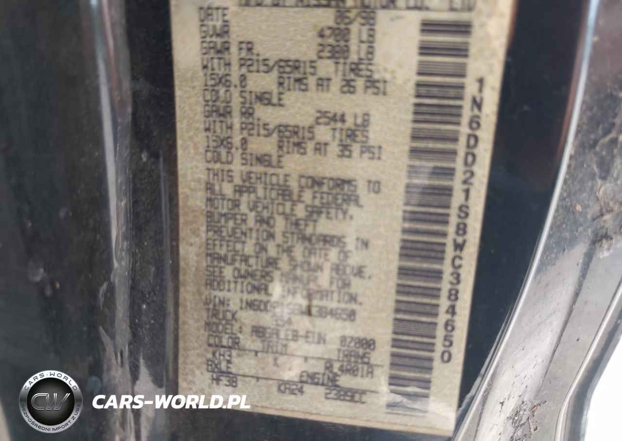 1998 Nissan Frontier Standard-Xe VIN:1N6DD21S8WC384650 - 9