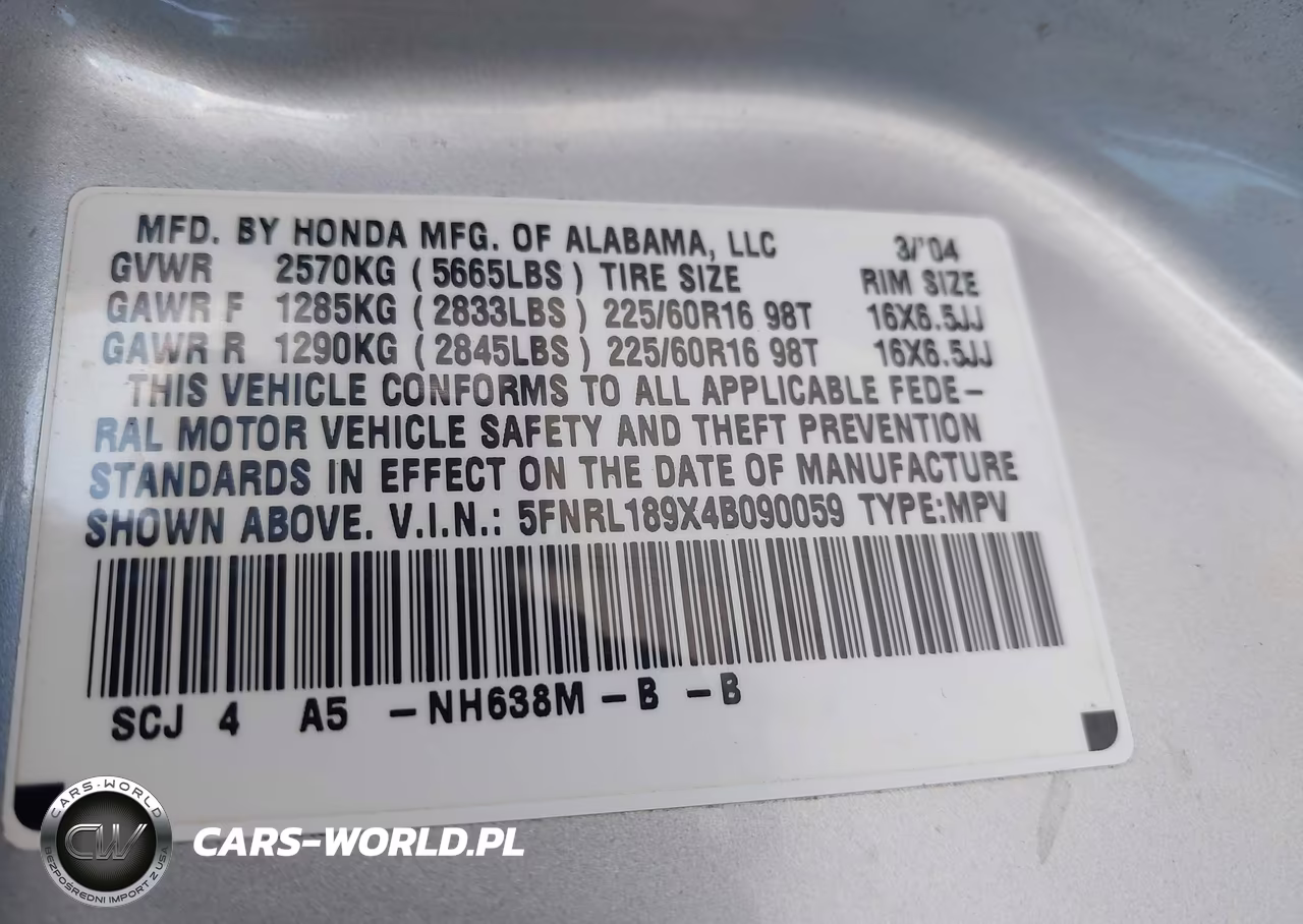 2004 Honda Odyssey Ex-L VIN:5FNRL189X4B090059 - 9
