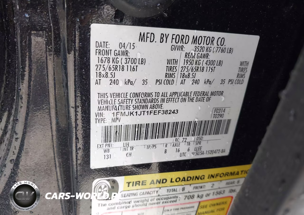 2015 Ford Expedition El Xlt VIN:1FMJK1JT1FEF38243 - 9