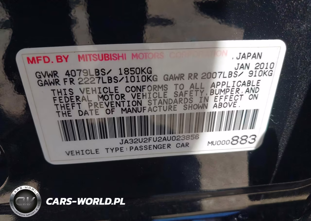 2010 Mitsubishi Lancer Es VIN:JA32U2FU2AU023856 - 9