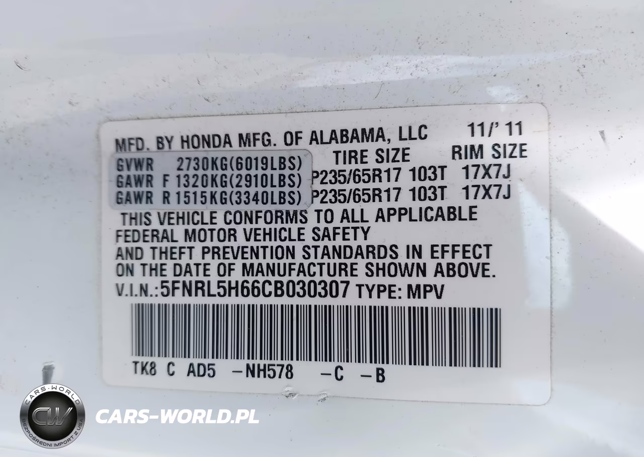 2012 Honda Odyssey Ex-L VIN:5FNRL5H66CB030307 - 9