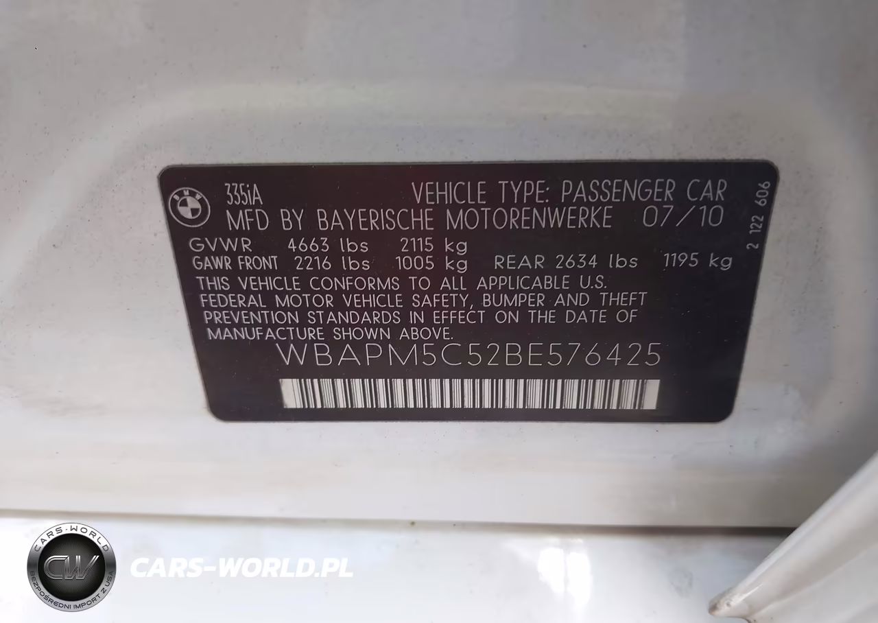 2011 BMW 335I VIN:WBAPM5C52BE576425 - 9