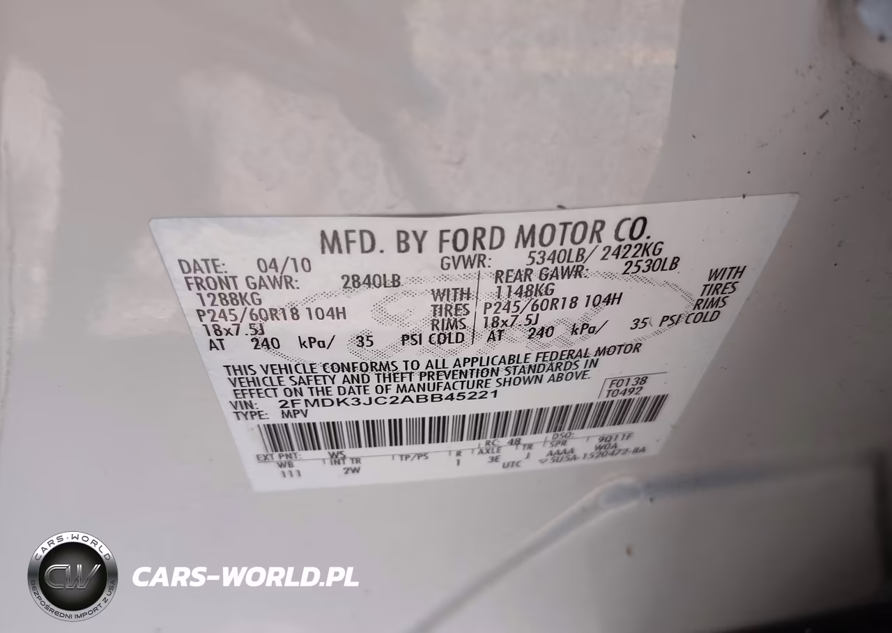 2010 Ford Edge Sel VIN:2FMDK3JC2ABB45221 - 9