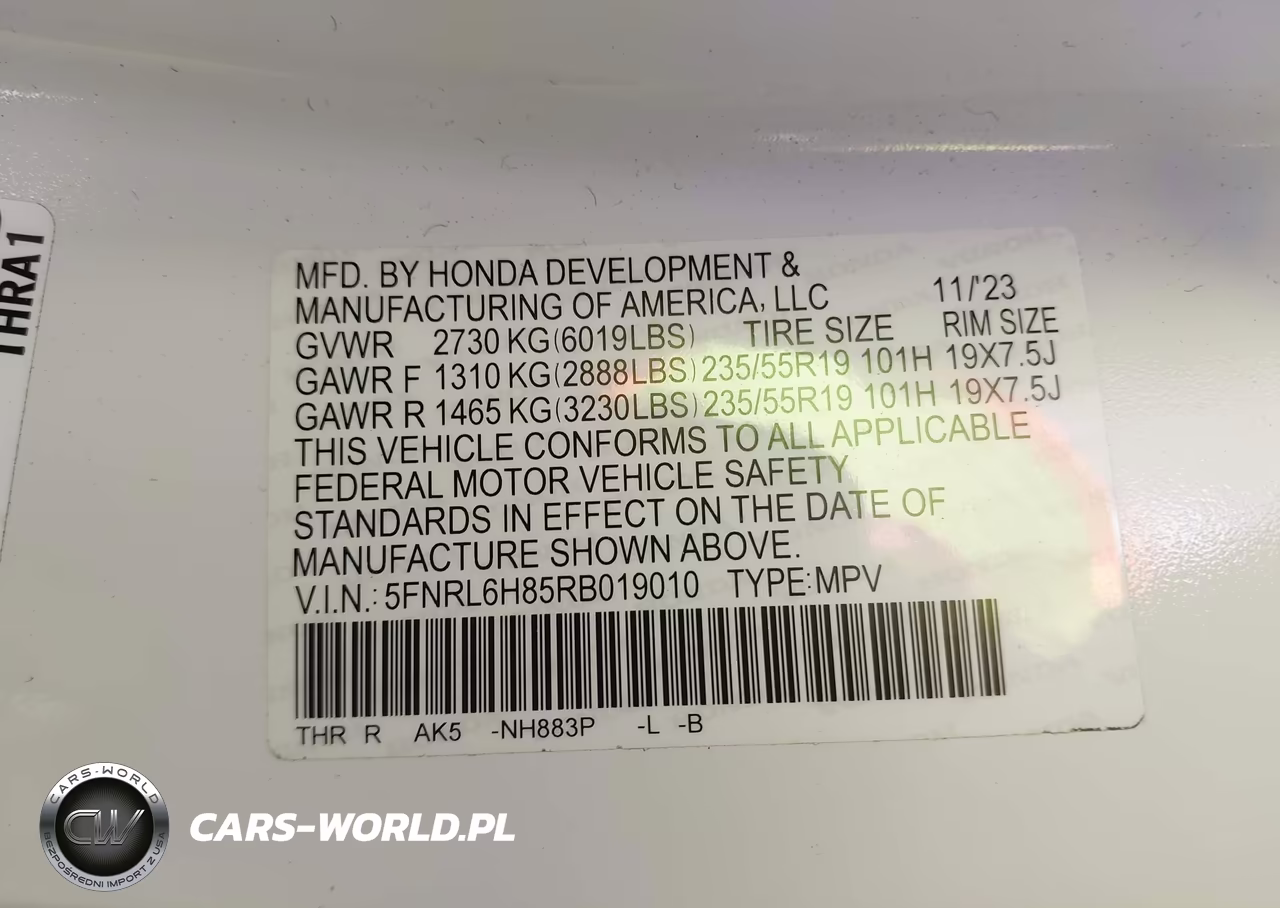 2024 Honda Odyssey Touring VIN:5FNRL6H85RB019010 - 9