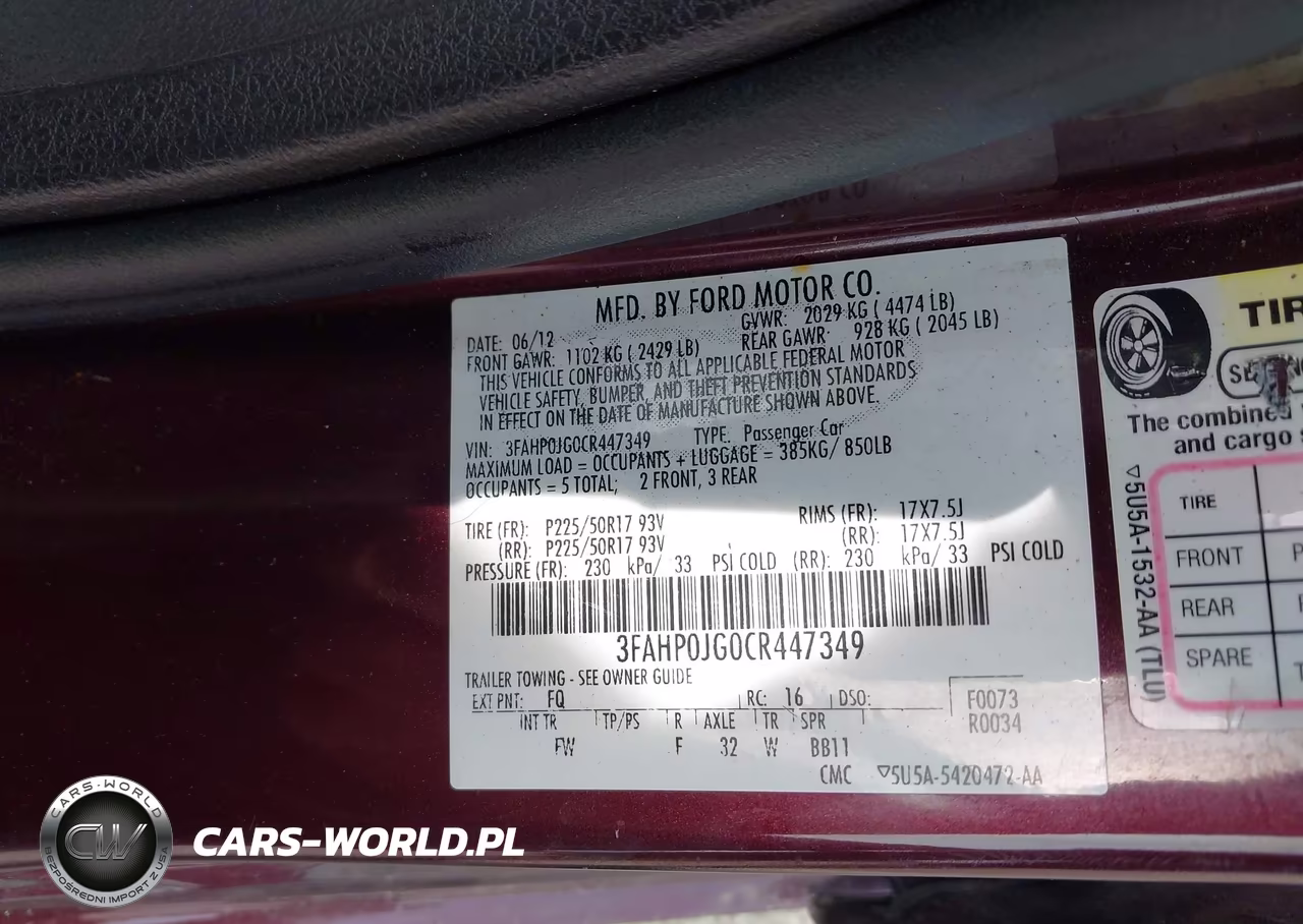 2012 Ford Fusion Sel VIN:3FAHP0JG0CR447349 - 9