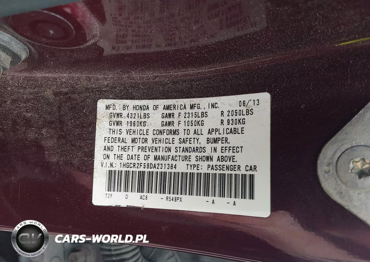 2013 Honda Accord Sport VIN:1HGCR2F59DA231384 - 9