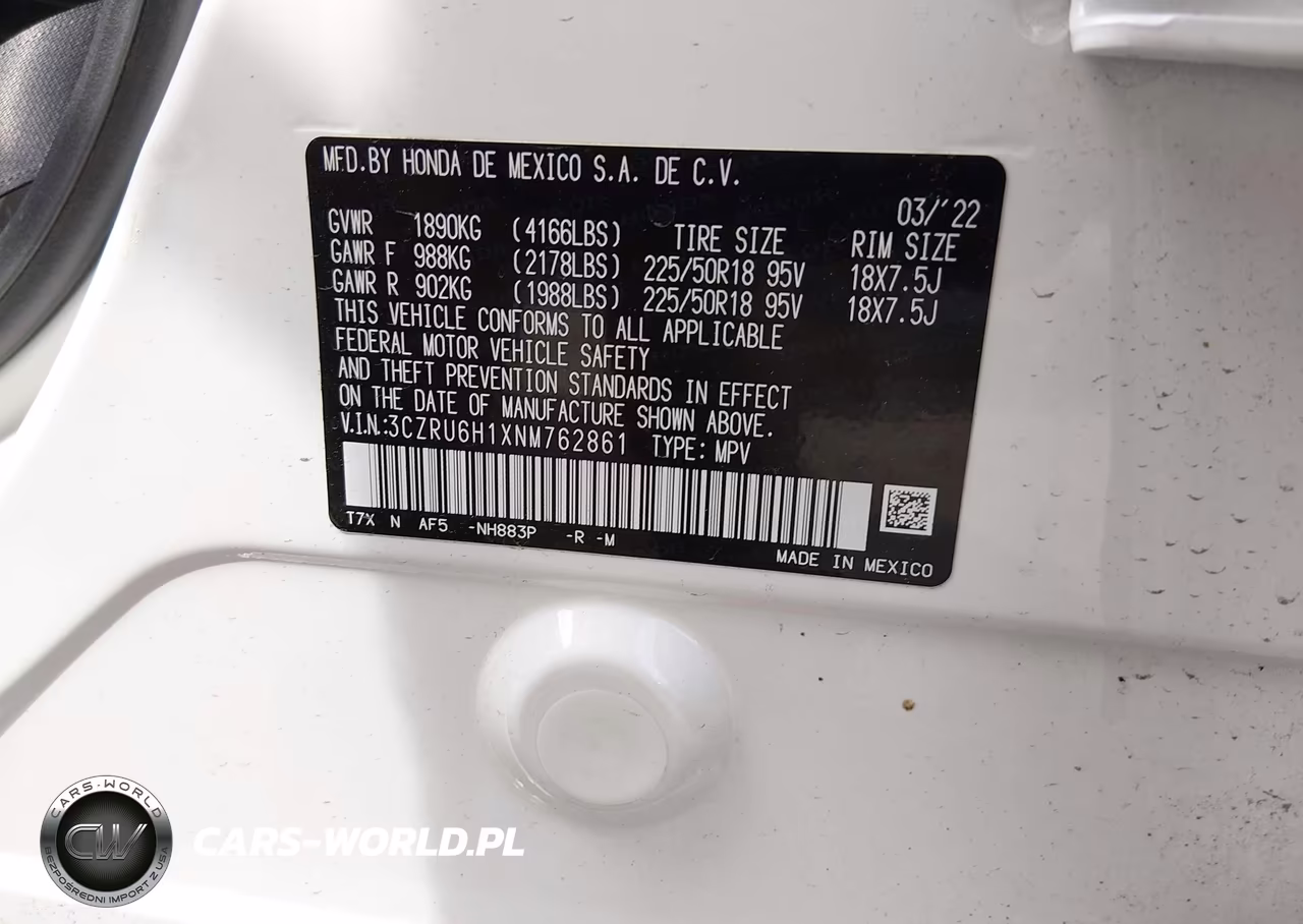 2022 Honda Hr-V Awd Sport VIN:3CZRU6H1XNM762861 - 9