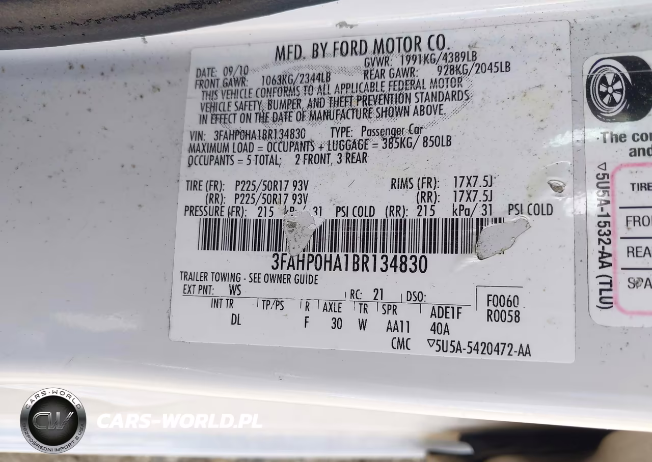 2011 Ford Fusion Se VIN:3FAHP0HA1BR134830 - 9