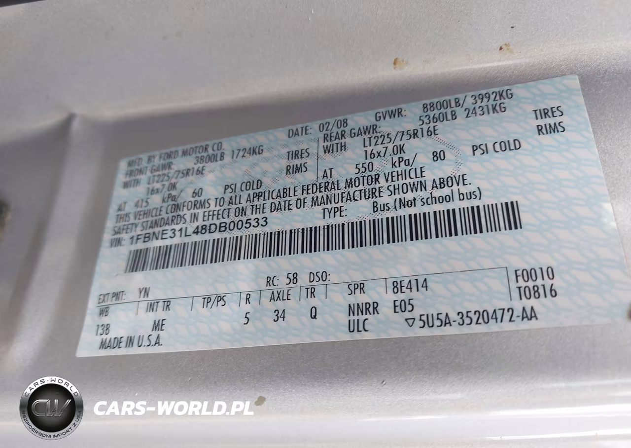 2008 Ford E-350 Super Duty Xl-Xlt VIN:1FBNE31L48DB00533 - 9