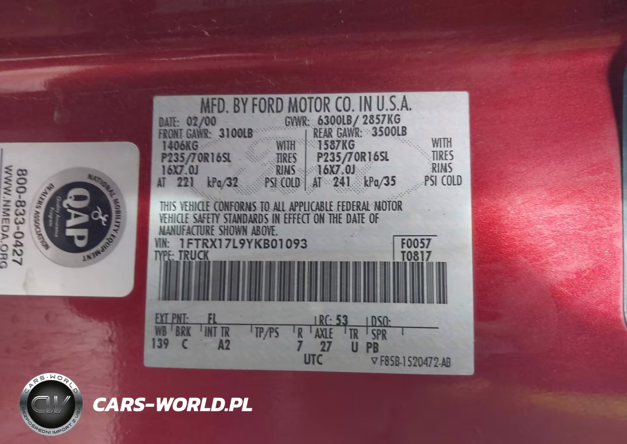 2000 Ford F-150 Lariat-Work Series-Xl-Xlt VIN:1FTRX17L9YKB01093 - 9