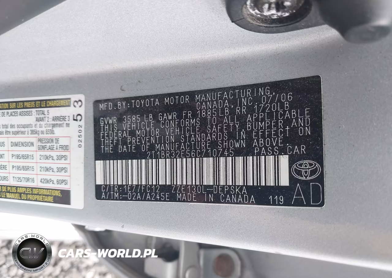 2006 Toyota Corolla S VIN:2T1BR32E56C710745 - 9