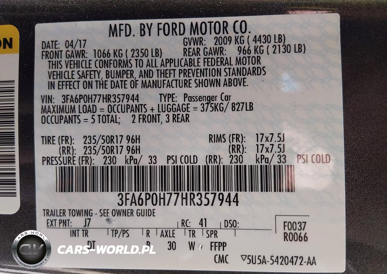 2017 Ford Fusion Se VIN:3FA6P0H77HR357944 - 9