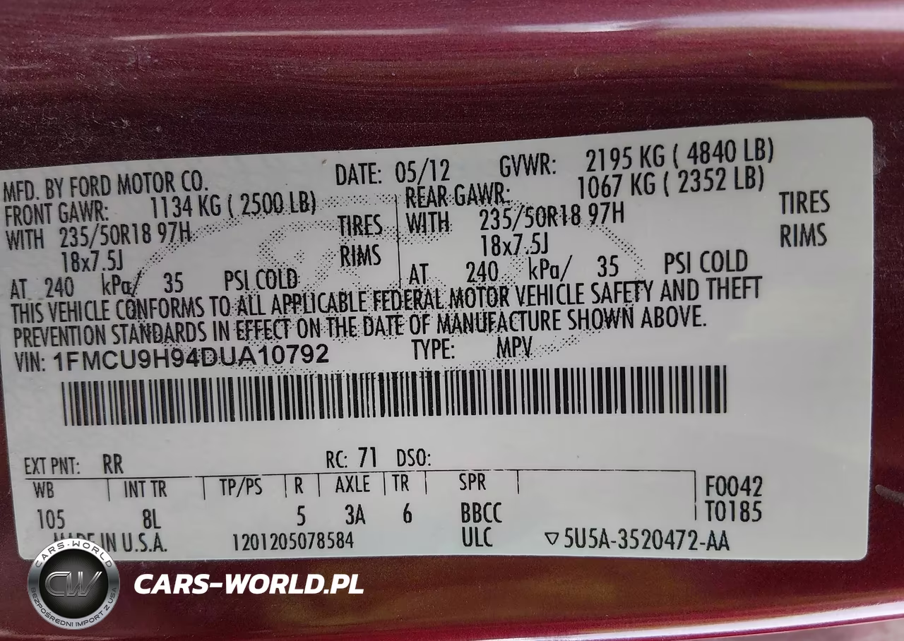 2013 Ford Escape Sel VIN:1FMCU9H94DUA10792 - 9