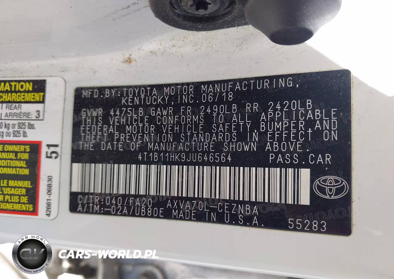 2018 Toyota Camry Le VIN:4T1B11HK9JU646564 - 9