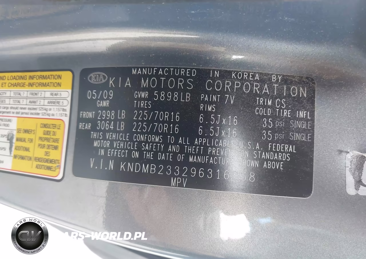 2009 Kia Sedona Lx VIN:KNDMB233296316068 - 9