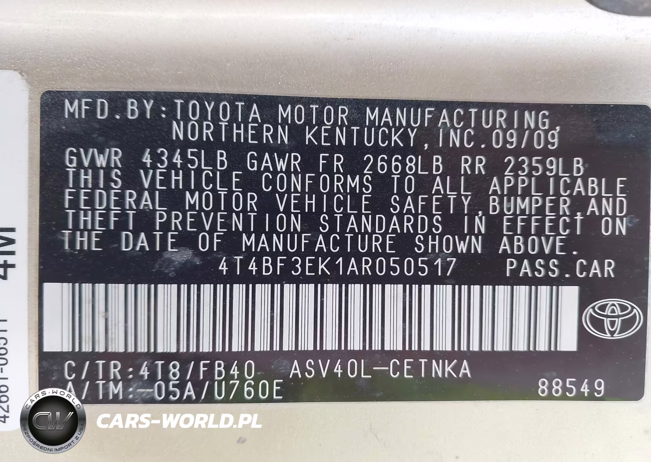 2010 Toyota Camry Le VIN:4T4BF3EK1AR050517 - 9