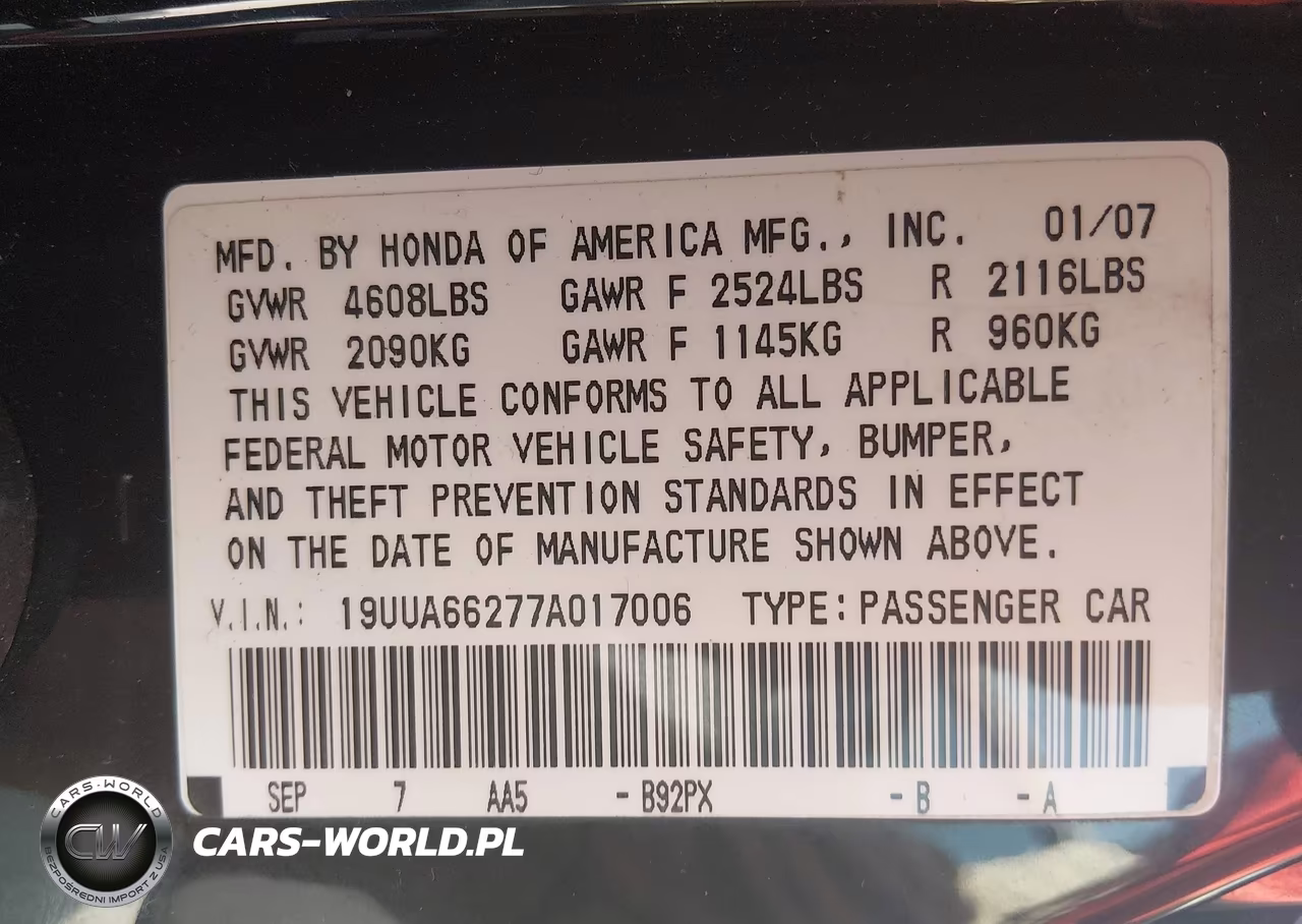 2007 Acura Tl 3.2 VIN:19UUA66277A017006 - 9