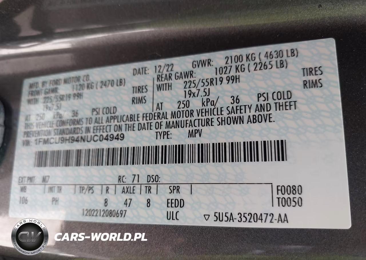 2022 Ford Escape Sel VIN:1FMCU9H94NUC04949 - 9