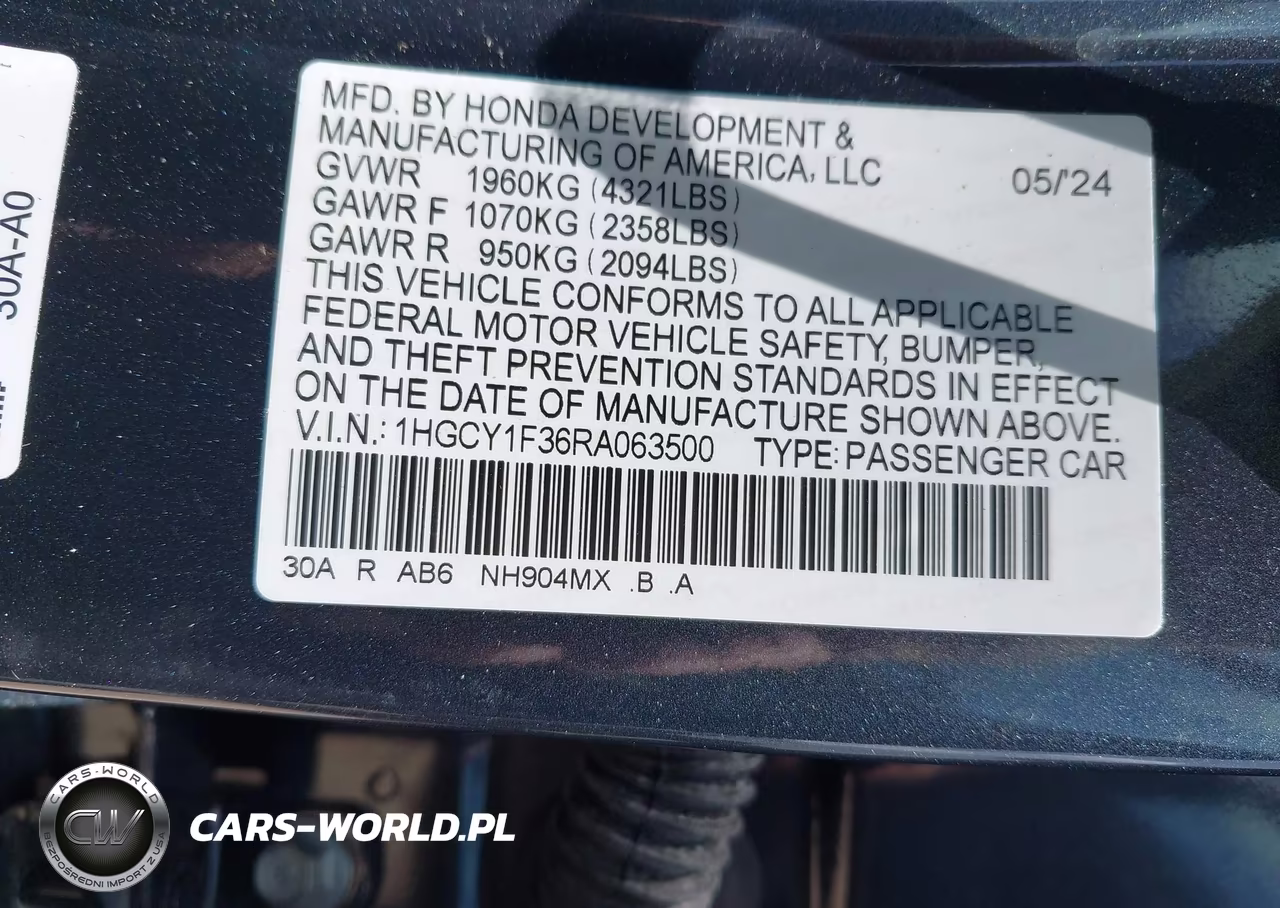 2024 Honda Accord Ex VIN:1HGCY1F36RA063500 - 9