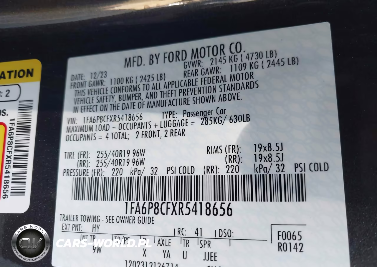 2024 Ford Mustang Gt Premium Fastback VIN:1FA6P8CFXR5418656 - 9