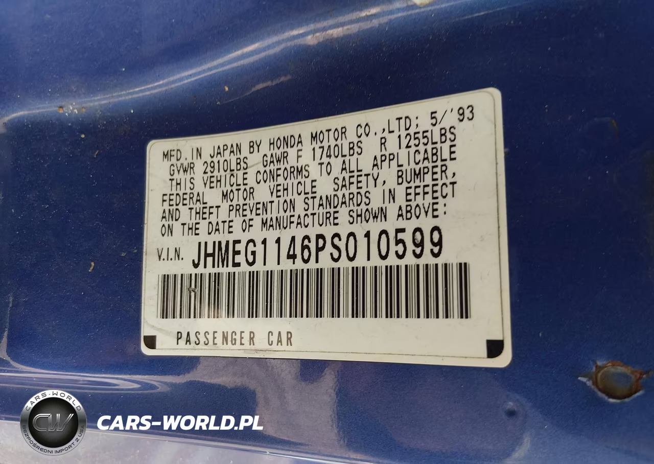 1993 Honda Civic Del Sol S VIN:JHMEG1146PS010599 - 9