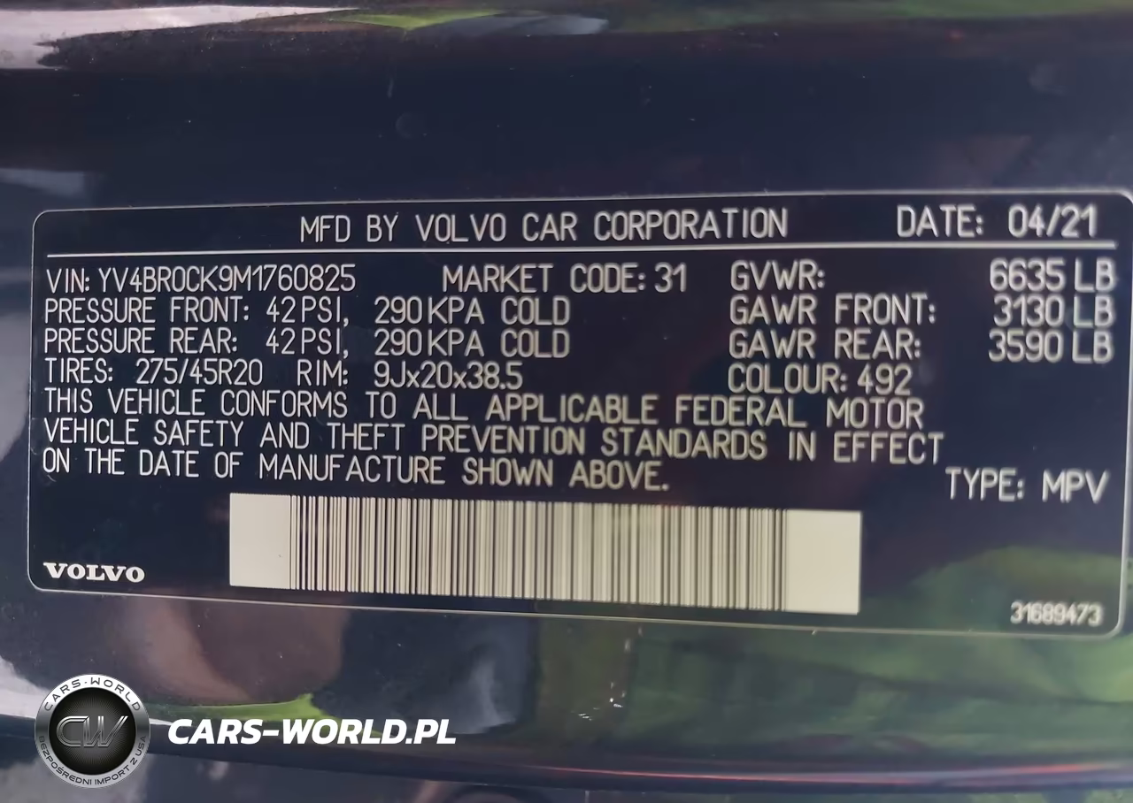 2021 Volvo Xc90 Recharge Plug-In Hybrid T8 Inscription Expression 7 Passenger VIN:YV4BR0CK9M1760825 - 9
