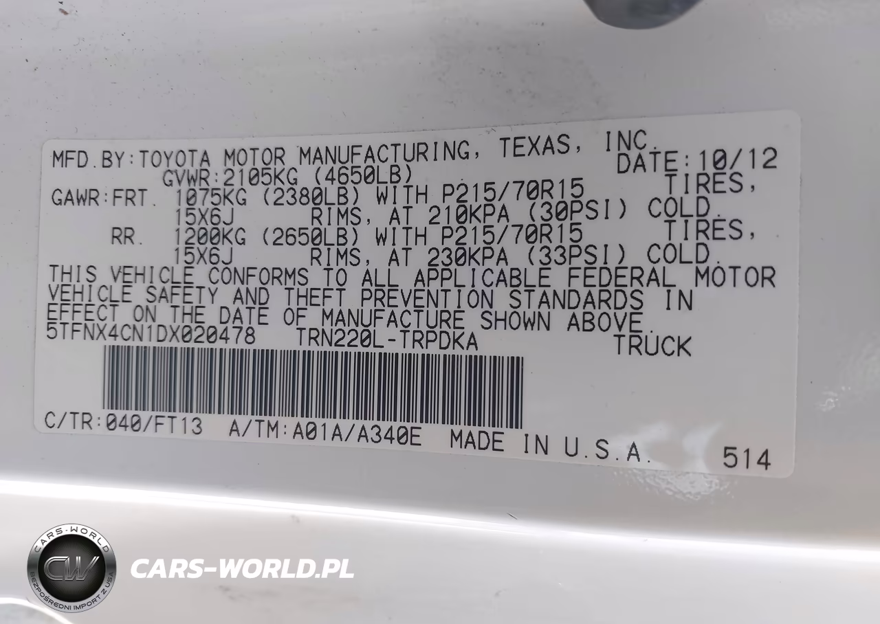 2013 Toyota Tacoma VIN:5TFNX4CN1DX020478 - 9