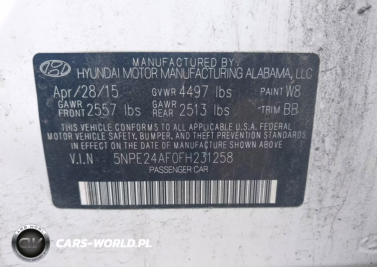 2015 Hyundai Sonata Se VIN:5NPE24AF0FH231258 - 9