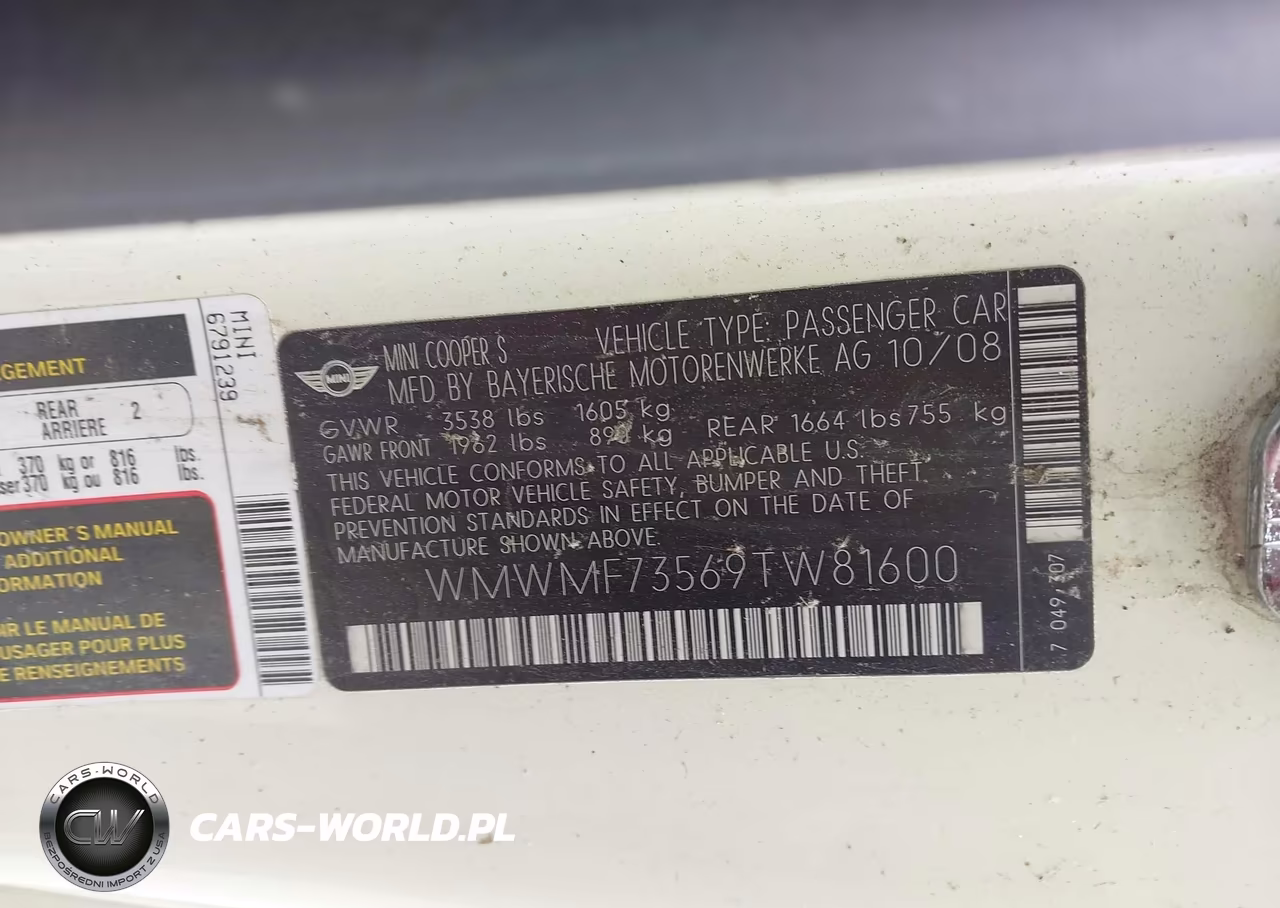 2009 Mini Cooper S VIN:WMWMF73569TW81600 - 9