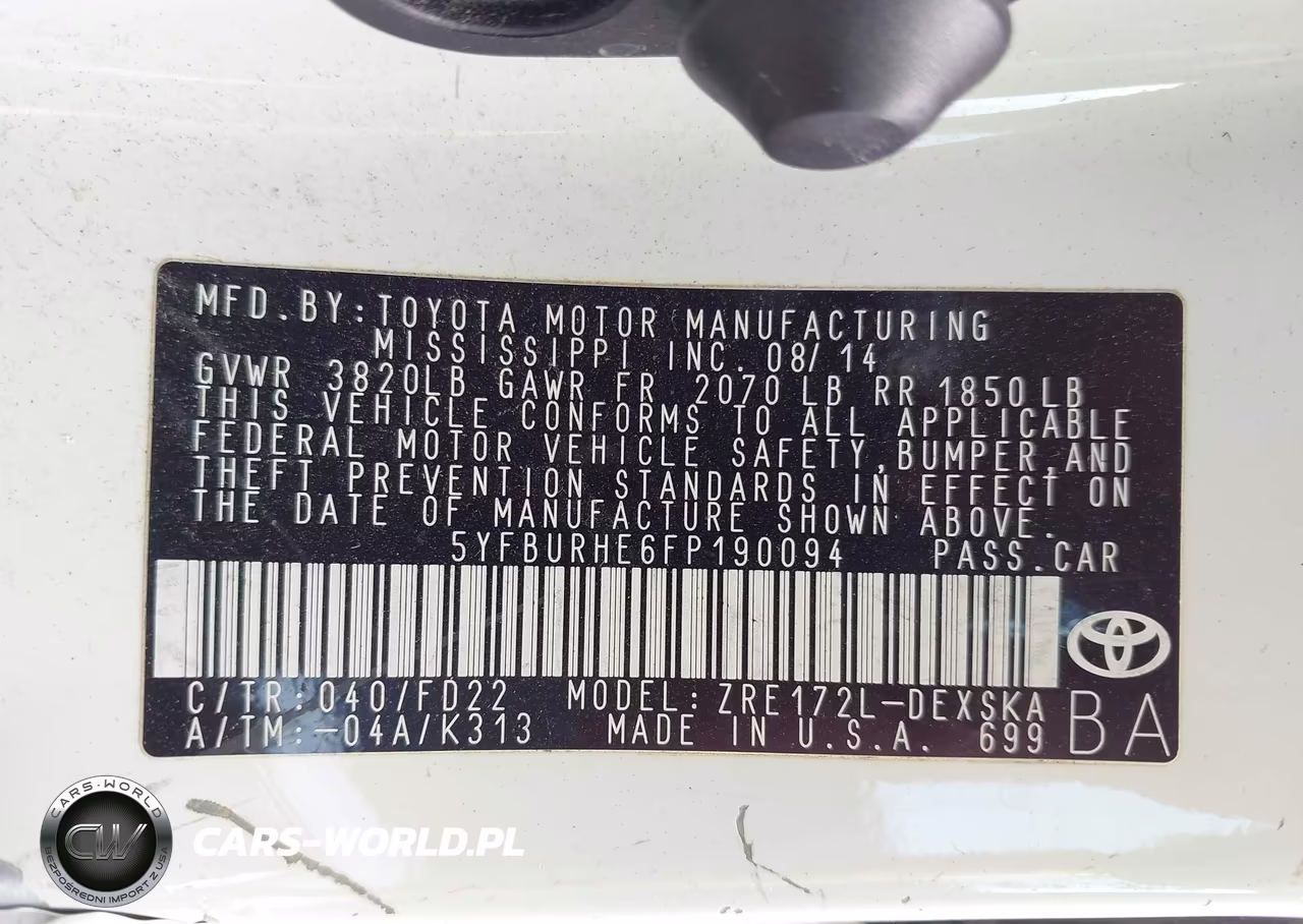 2015 Toyota Corolla S Plus VIN:5YFBURHE6FP190094 - 9