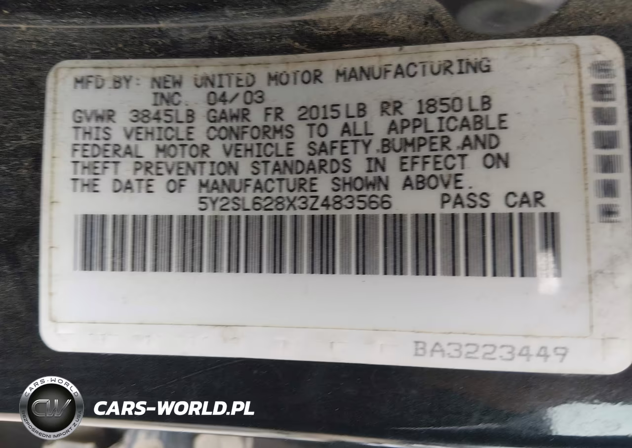 2003 Pontiac Vibe VIN:5Y2SL628X3Z483566 - 9