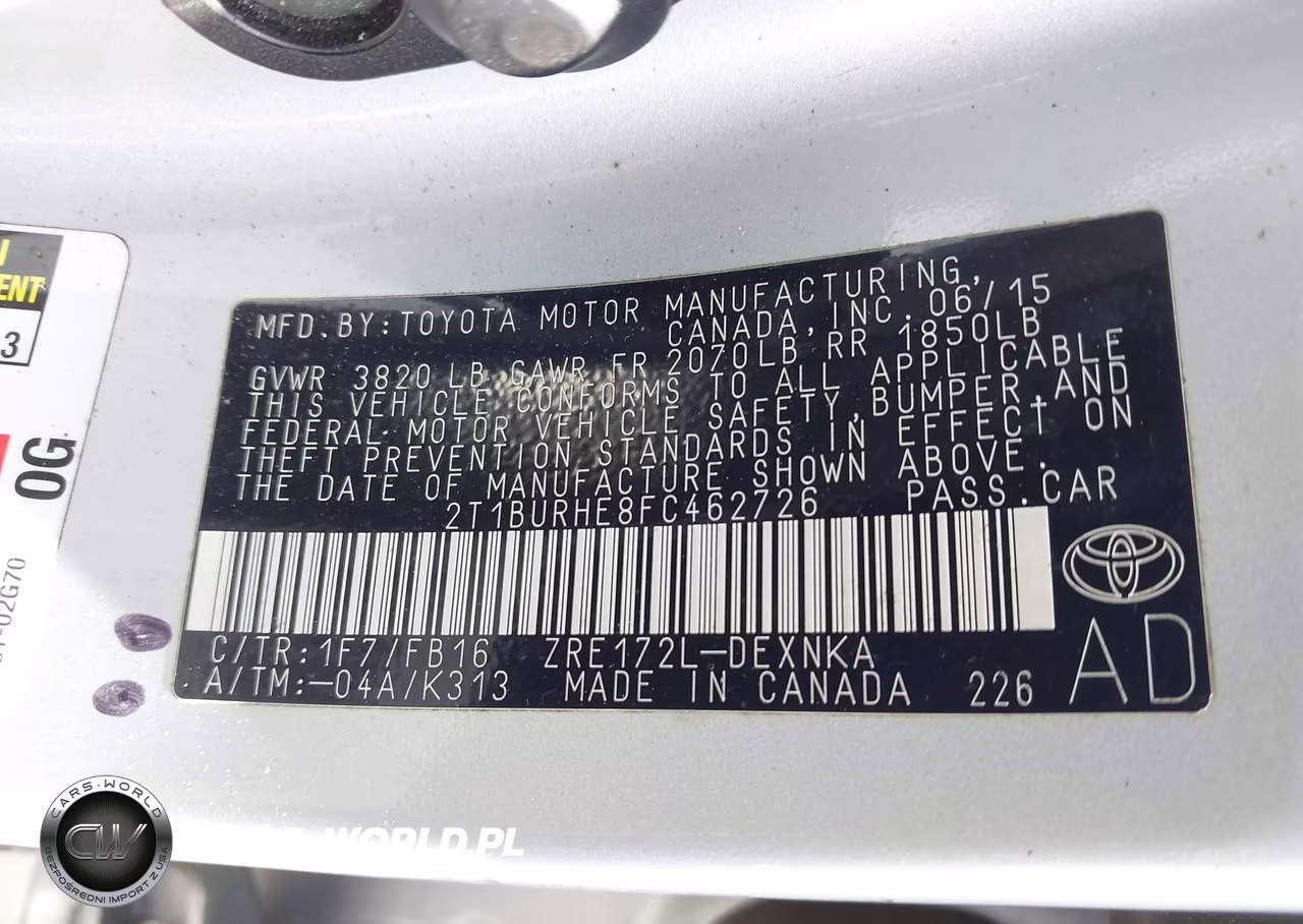 2015 Toyota Corolla Le VIN:2T1BURHE8FC462726 - 9